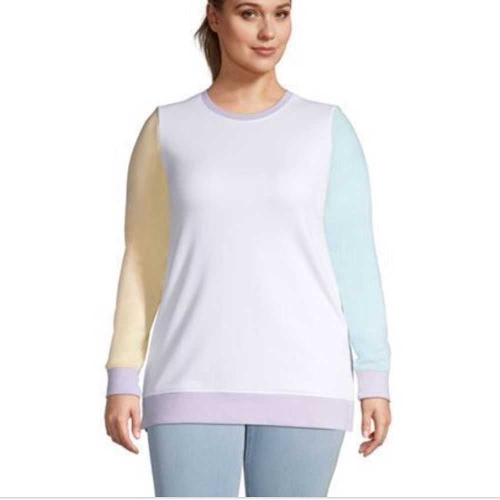 Vintage Lands’ End Pullover Pastel Colorblock Sweatshirt Preppy Prep Sporty